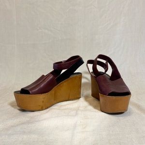 Vintage Purple and Brown Leather Wedges